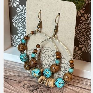 Boho Hoop Beaded Earrings Cowgirl Western